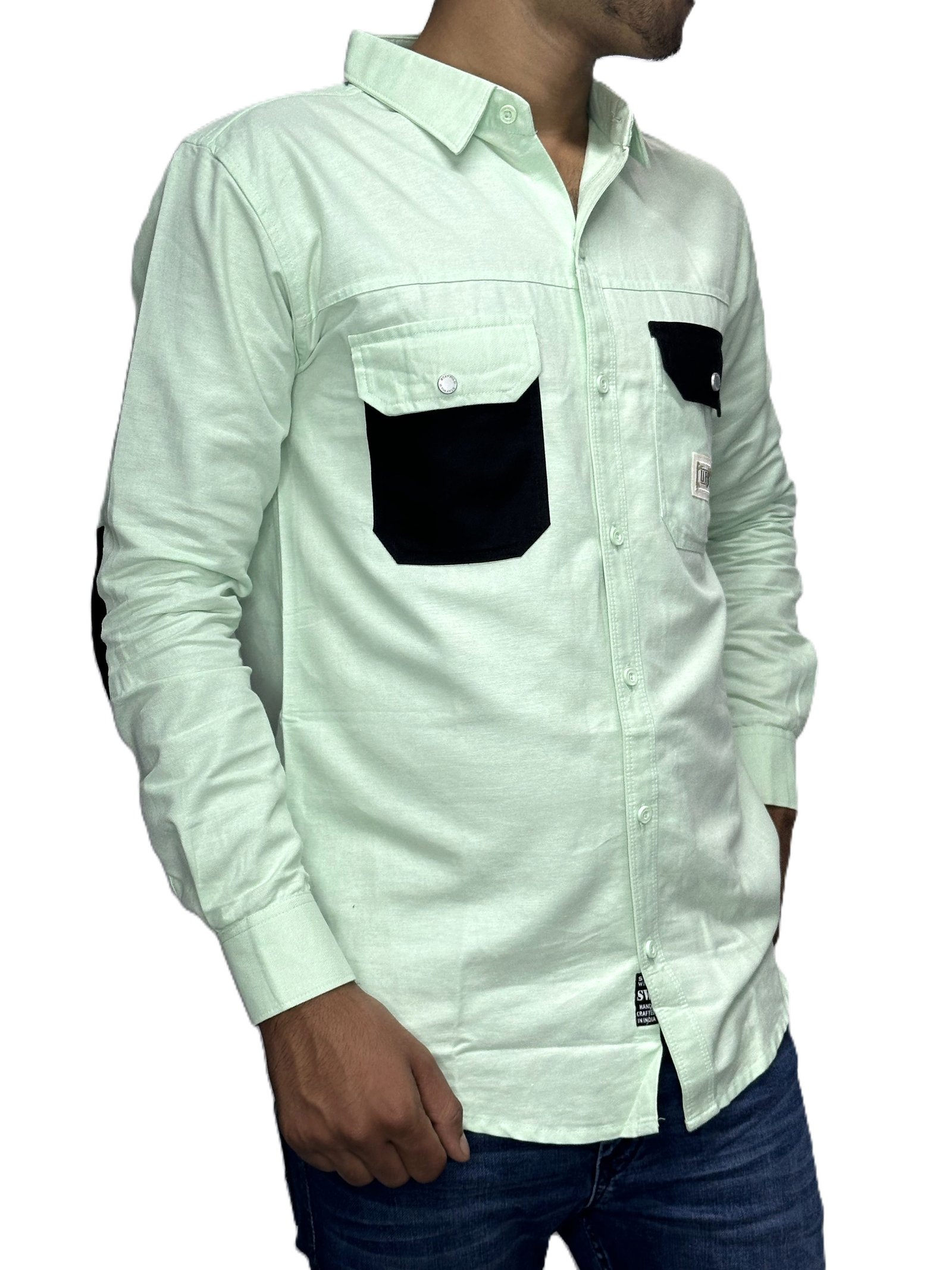 Contrast Pocket Shirt Light Green 